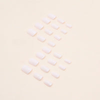 JUSTOTRY 24 Pcs Milky Short False Nails Pattern,White Solid Square Press on Nails,Glossy Fake Nails Medium for Nails Art,Glitter Squoval French Stick on Nails for Women and Teens Gifts