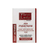 First Lady AHA Maxi Tone Dark Spot Remover Skin Lightening Exfoliating Soap 200g - with Beta-Carotene, Vitamin C, Collagen & Elastin Proteins