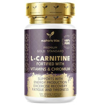 Euphoria Bliss L-Carnitine Capsules 3000mg - L-Carnitine Formula with Vitamins D & B - High Strength L-Carnitine Tartrate Supplement – 120 Vegan Tablets – Supports Energy, Metabolism, & Reduces Tiredness & Fatigue