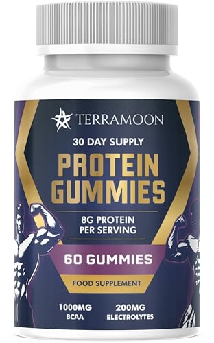 TERRAMOON Protein Gummies, 8g Protein Per Serving, 60 Gummies, 30-Day Supply with BCAA and Electrolytes