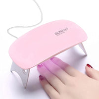 BAQI Mini UV LED Nail Lamp, Portable 6W USB Nail Dryer, Polish Curing LED Manicure Tool, Gel Light Mouse Shape Pocket Nail Art Tool for Home and Salon Use, Pink