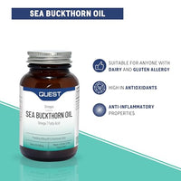 Quest Sea Buckthorn Oil Omega 3, 6 & 7, Berry Oil & Palmitoleic Acid Supplement. Supports Skin & Eye Health Plus Post Menopause Dryness. Vegan Omega Anti-Inflammatory Supplement Tablets (120 Capsules)