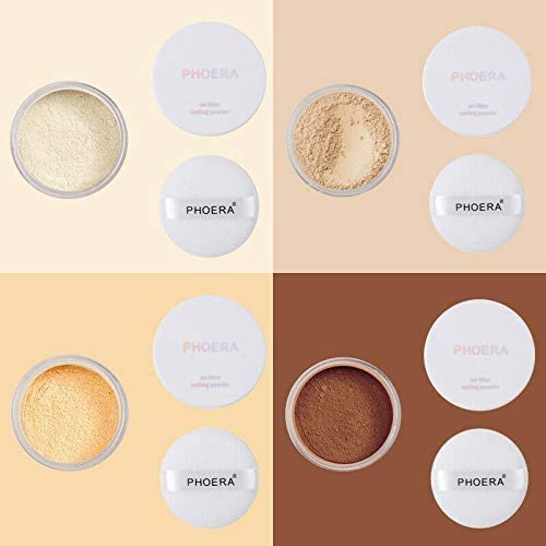 Phoera AQUAPURITY - PHOERA Loose Makeup Setting Matte Face Powder + Puff, Long Lasting Lightweight Foundation Make Up Fixer Beauty Blender Highlighter Palette Flash Photography (103 - Banana)
