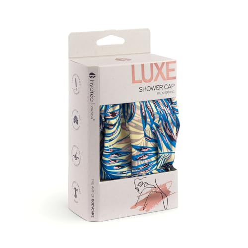 Hydrea London Hydréa London Luxury Shower Cap – Waterproof, Reusable, Stylish & Durable Hair Protection for Bath & Shower – Comfortable Fit, One Size, Elegant Design for Women (Palm Spring)