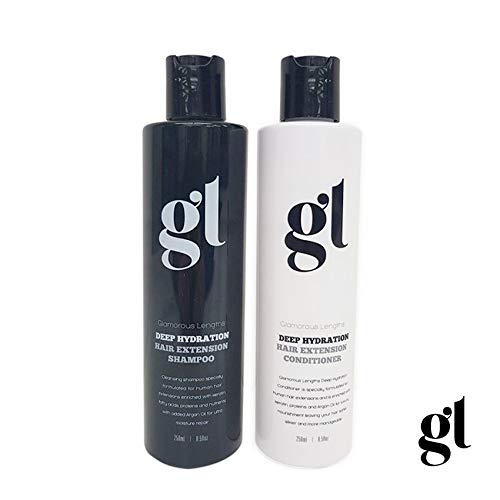 Glamorous Lengths GL Deep Hydration Shampoo and Conditioner set infused with Argan Oil Keratin Protein & Coconut Extract -(2x250ml)
