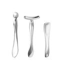 OHEETU 3Pcs Silver Metal Eye and Face Cream Applicators Makeup Cream Spoon Roller Stick T-Shaped Eyes Facial Massager Sticks Cosmetic Skin Care Tools