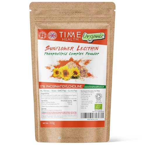 Time Health Organic Sunflower Lecithin - 17% Phosphatidylcholine - 300g - UK Made