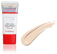 Phoera AQUAPURITY PHOERA Full Coverage Foundation New Formula Waterproof Long Lasting Oil Free Velvet Matte Liquid Foundation for Oily Skin Flawless Makeup Base Cream Concealer (104B Sand Beige…)