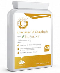 Turmeric - Curcumin C3 Complex® with BioPerine® - 60 Capsules | High Strength Curcumin Supplement | Turmeric Capsules - Suitable for Vegans - Made in The UK by Hellenia