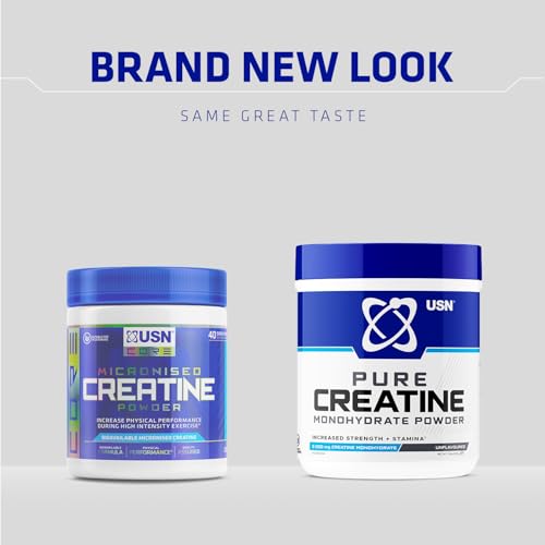 USN Micronised Creatine Powder 230g (67 Servings): 100% Pure Creatine Monohydrate Powder for Performance and Muscle Recovery, Suitable for Vegans - Unflavoured