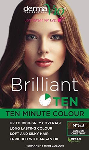 Derma V10 Brilliant Ten Hair Colour, No5.3 Golden Chestnut, 180 ml