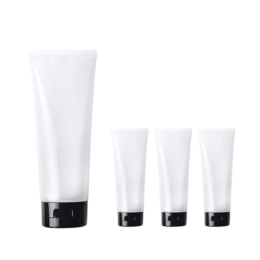 Aspire 4 Pack 3.4 OZ/100 ML Empty Squeeze Tubes Cosmetic Containers with Flip-top Cap-Black