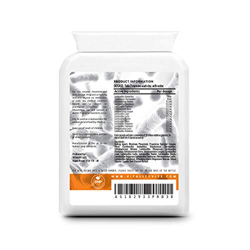 VITALITYVITS Probiotic Complex – Digestive Health – 40 Billion CFU – 15 Bacteria Strains - High Potency MAX Strength - Acidophilus Capsules (90 Capsules)