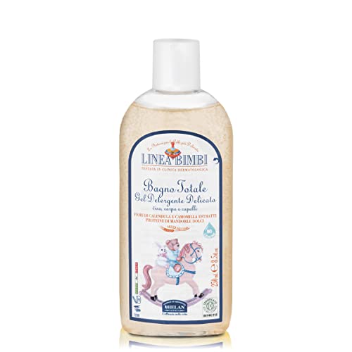Helan, Linea Bimbi BIO, Baby Shampoo and Body Wash, Baby Wash Gel with Marigold & Chamomile Flower Extracts, Kids Shampoo & Gentle Cleanser with Sweet Almond Protein for Baby Bath, Made in Italy 250ml
