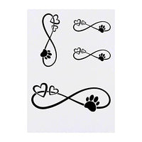 Azeeda 4 x 'Infinity Hearts & Paw' Temporary Tattoos - Water Resistant, Skin-Safe, Non-Toxic Transfers, Mixed Sizes (TO00046461)