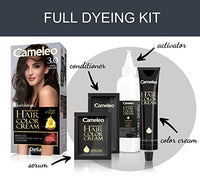 Delia Cosmetics Cameleo - Permanent Hair Colour Cream - Dark Brown - Intensive Color & Protection - 5 Oils + Omega Plus Acids - Professional, Luxurious Hair Dye - Full Kit