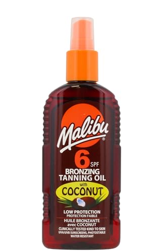 Malibu Sun SPF 6 Bronzing Tanning Oil With Coconut Oil, Low Protection, Water Resistant, 200ml