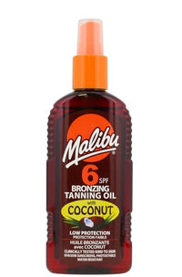 Malibu Sun SPF 6 Bronzing Tanning Oil With Coconut Oil, Low Protection, Water Resistant, 200ml