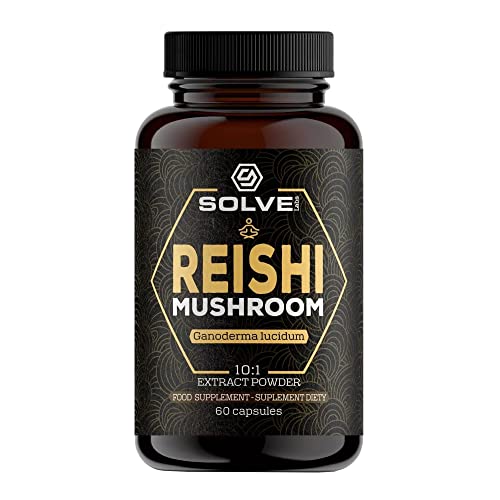Solve Labs SOLVE Labs® ● Premium Reishi Mushroom Capsules ● 51% Beta-D-Glucans ● 10:1 Concentrate ● No Fillers & Additives ● Vegetarian & Kosher ● 60 Capsules ● 1 Month Supply
