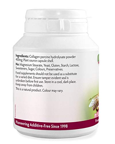 High Strength Collagen 400mg 90 Capsules, 3 Months Supply, Premium Hydrolysed Porcine Powder, Wrinkles, Hair, Skin, Nails & Joints, Magnesium Stearate Free & No Nasty Additives, Made in Wales