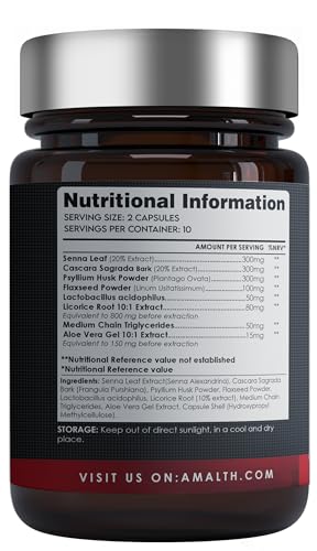 AMALTH Colon Cleanse 10 Day Detox - Supports Weight Loss - Eliminates Toxins - Relieves Constipation & Bloating - Probiotics for Gut Health - Herbal Stool Softener- Promotes Regularity