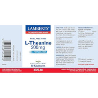 Lamberts L-Theanine Capsules – 200mg Pure L-Theanine from Green Tea – Suitable for Vegans– 60 Vegan Capsules