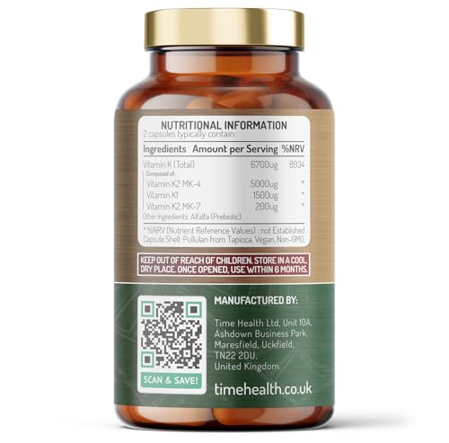 Vitamin K Complex | High Strength 6700ug Per Serving | 60 Capsules | Triple Mix K1 + K2 (MK-7 + MK-4) | Heart & Bone Support | Additive Free | UK Made to GMP Standards | Vegan (60 Count (Pack of 1))