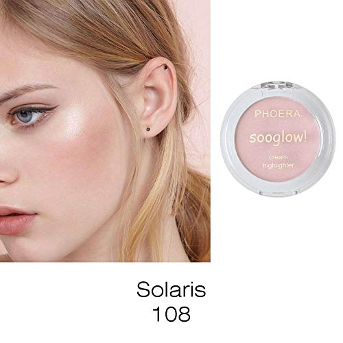 Phoera PHOERA SooGlow Cream Highlighter Long Lasting Waterproof Shimmer Blushers For Cheeks Make Up, Face Foundation Powder Contour Palette Skin Brightening Makeup aquapurity (108 SOLARIS, One Size)