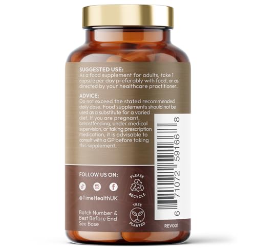 Time Health Vitamin D3, D2, K2, Natural Wholefood Plant Based - Zero Additives - Pullulan (120 Capsule Pouch)