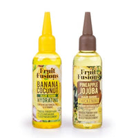 Fruit Fusions Hair Oil Set, Banana Coconut Hydrating and Pineapple Jojoba Thickening, 100ml, for Dry Hair