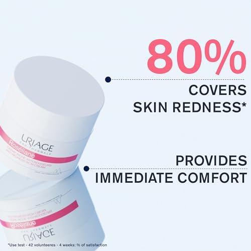 Uriage Roséliane Anti-Redness Rich Face Cream 50ml - Soothes, Hydrates, Reduces Redness of Dry Sensitive Skin - Long-Lasting Comfort & Proven Results - Day & Night - With Shea Butter & Ginseng