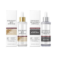 2PCS Peel Shot Glow Rice Ampoule Duo White Rice + Black Rice Ampoule,Face Scrub Exfoliator Pore Minimizer for Face