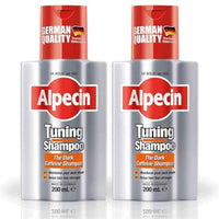 Alpecin Tuning Shampoo 2x 200ml | Preserves Natural Hair Colour and Supports Natural Hair Growth | Dark Caffeine Shampoo to Cover Early Grey Hairs | Hair Care for Men Made in Germany