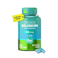ORZAX Selenium 200mcg Capsules - L-Selenomethionine for Immune System Health & Thyroid Support - Antioxidants Supplement for Women and Men (180 Veg Capsules)