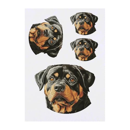 Azeeda 4 x 'Rottweiler Dog Portrait' Temporary Tattoos - Water Resistant, Skin-Safe, Non-Toxic Transfers, Mixed Sizes (TO00085740)