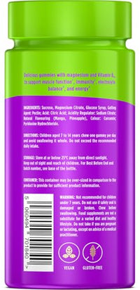 Wellgard Vegan Kids Magnesium Gummies – Delicious Gummies for Energy, Electrolyte Balance, Bones, Muscles & Better Quality of Sleep