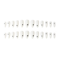 JUSTOTRY 24 Pcs Almond Press on Nails Short with Black Heart Designs,Milky False Nails Oval,French Stick on Nails for Women and Teens,Valentine's Day Fake Nails for Nails Art