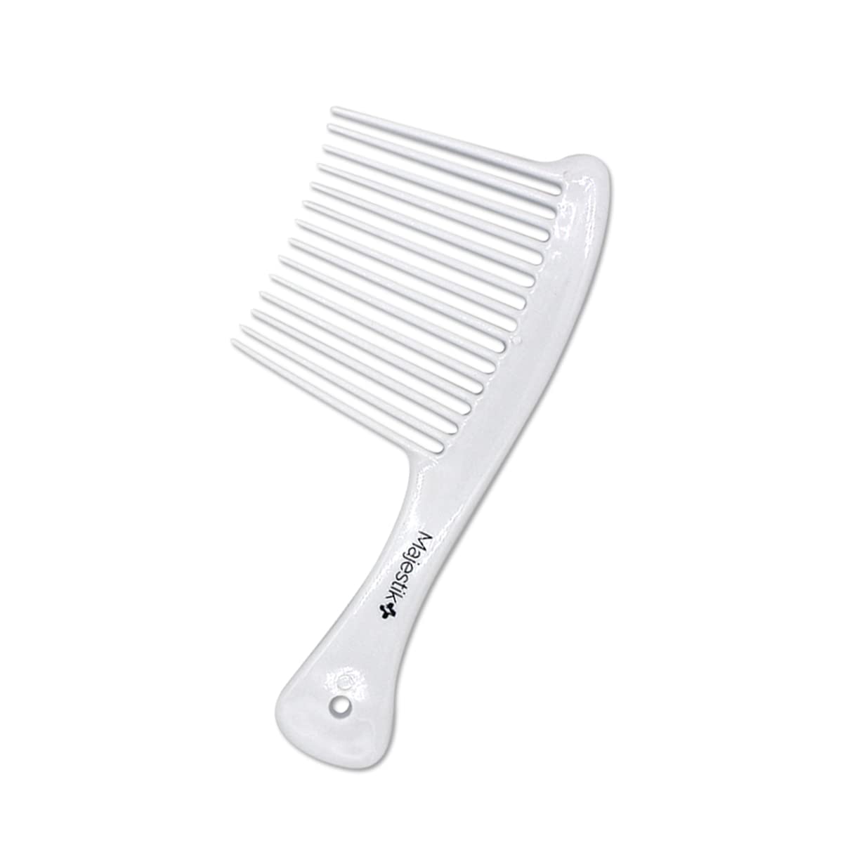 Majestik+ Afro Comb Infused With Coconut Oil - Wide Tooth Rake Hair Comb for Type 3A to 4C, Thick & Curly Hair in White