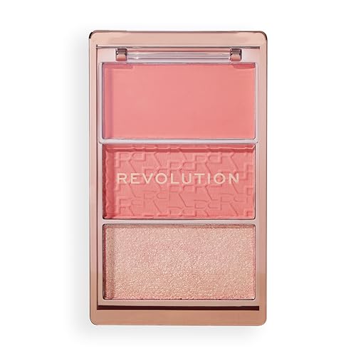 Revolution Beauty London Revolution, Blush Icon Palette, Cream & Pressed Powder Blusher, Highly Pigmented, Face Palette, Vegan & Cruelty-Free, 3 Shades, Authentic Peach