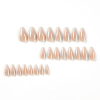 Albiuev 24PCS Long False Nails with Glue Stickers,Almond Full Cover Acrylic and Press on Nails no Glue,Pure Gradient French Fake Nails Stick for Women and Girls Nail Art