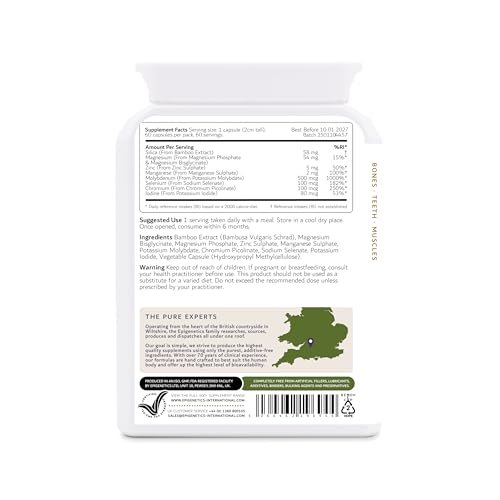 Epigenetics Epi-Minerals (Without Iron & Calcium) | 9-Mineral Complex: Silica, Magnesium, Zinc, Iodine + 4 More | 60 Vegan Capsules UK Made | 1 Capsule Daily (2 Month Supply)