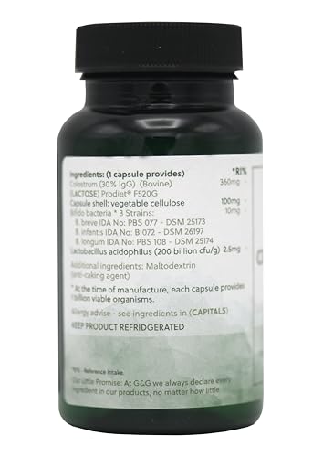 Colostrum Plus | Bovine Colostrum from Grass-fed Cows | min 30% IgG Level | 60 Capsules | G&G Vitamins
