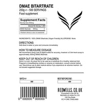 DMAE Bitartrate Powder REDWELLS Cognitive Enhancer GMO Free Vegan - 250g Pack