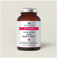 WILD NUTRITION Food-Grown® Skin Hair & Nails | Vitamin C to Promote Collagen Formation | No Added Fillers or Binders | Contains Zinc, Vitamin E, Biotin | 60 Capsules