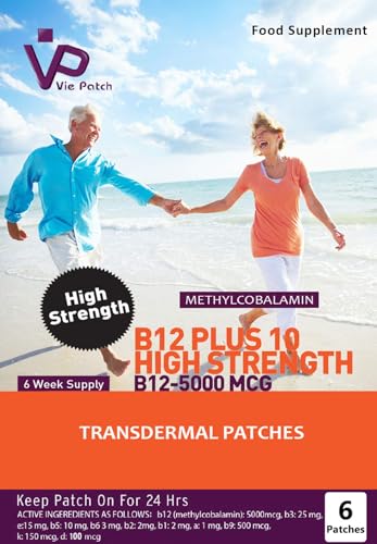 VIE Vie Healthcare Vitamin B12 Plus 10 High Strength Transdermal Patches, 6 Transdermal Patches