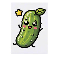 Azeeda 'Cute Kawaii Pickle' Temporary Tattoo - Water Resistant, Skin-Safe, Non-Toxic Transfer (TO00075821)