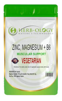 Herb-ology.co.uk Nature's Technology HB Zinc, Magnesium & B6 | 360 High Strength Capsules - 10mg Zinc, 150mg Magnesium Aspartate & 4mg Vitamin B6 per Capsule | B6 Supplements for Men | Non-GMO Gluten Allergen & Filler Free | Made in UK