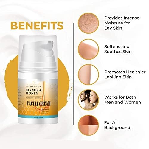 New Irven Honey Cream, Face & Eye Crème for Dark Circles and Puffiness, Face Moisturizer and Body Lotion w/Hydrating Honey, Beeswax for Extremely Dry Skin For Dry and Itchy Skin Rosacea & Eczema Prone Skin50ml