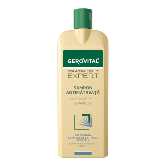 GEROVITAL Gerovital Anti-Dandruff Shampoo - Sebum-Regulating & Moisturizing Formula with Natural Extracts | For Sensitive Scalp & Clean Hair, Gerovital Tratament Expert 400 ml