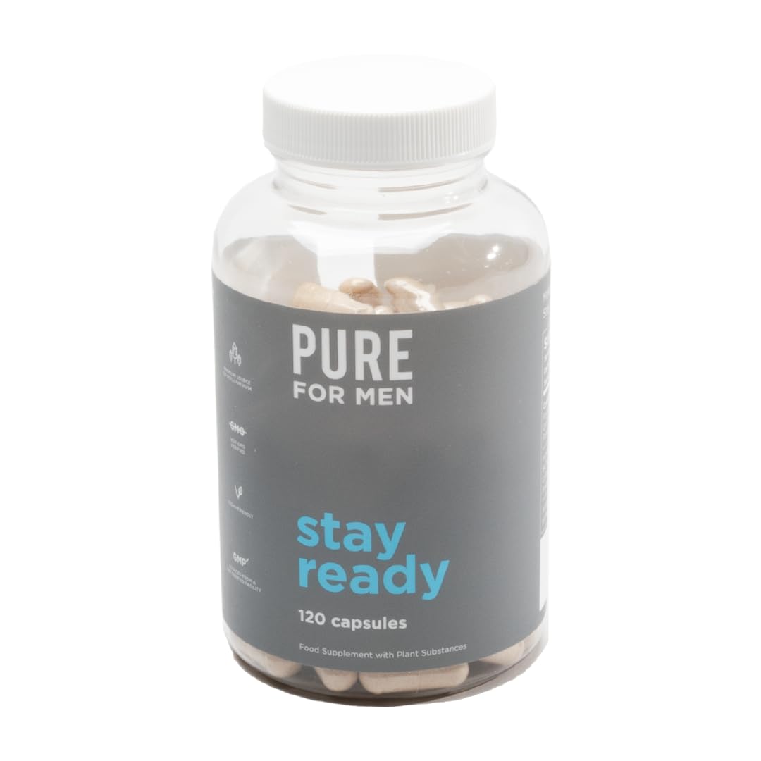 Pure for Men Original Cleanliness Stay Ready Fiber Supplement, 120 Vegan Capsules, Helps Promote Digestive Regularity. Psyllium Husk, Chia Seeds, Oat Fibre, Proprietary Formula